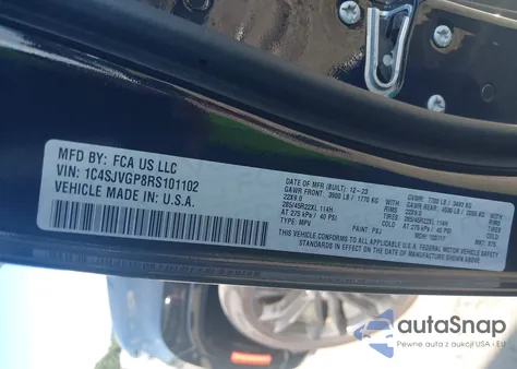 2024 Jeep Grand Wagoneer Series Iii Obsidian 4X4 из США, поврежденный, VIN 1C4SJVGP8RS101102